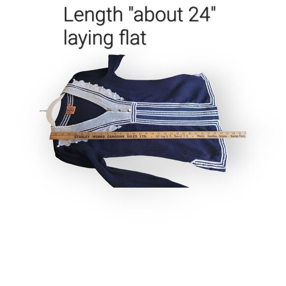 Tory Burch Navy White Tunic with Gold Accents Size 4 - Picture 8 of 12